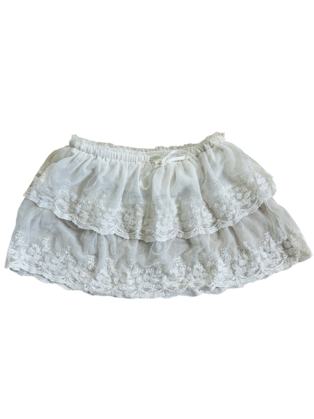Free People White Lace Tiered Mini Skirt NEW